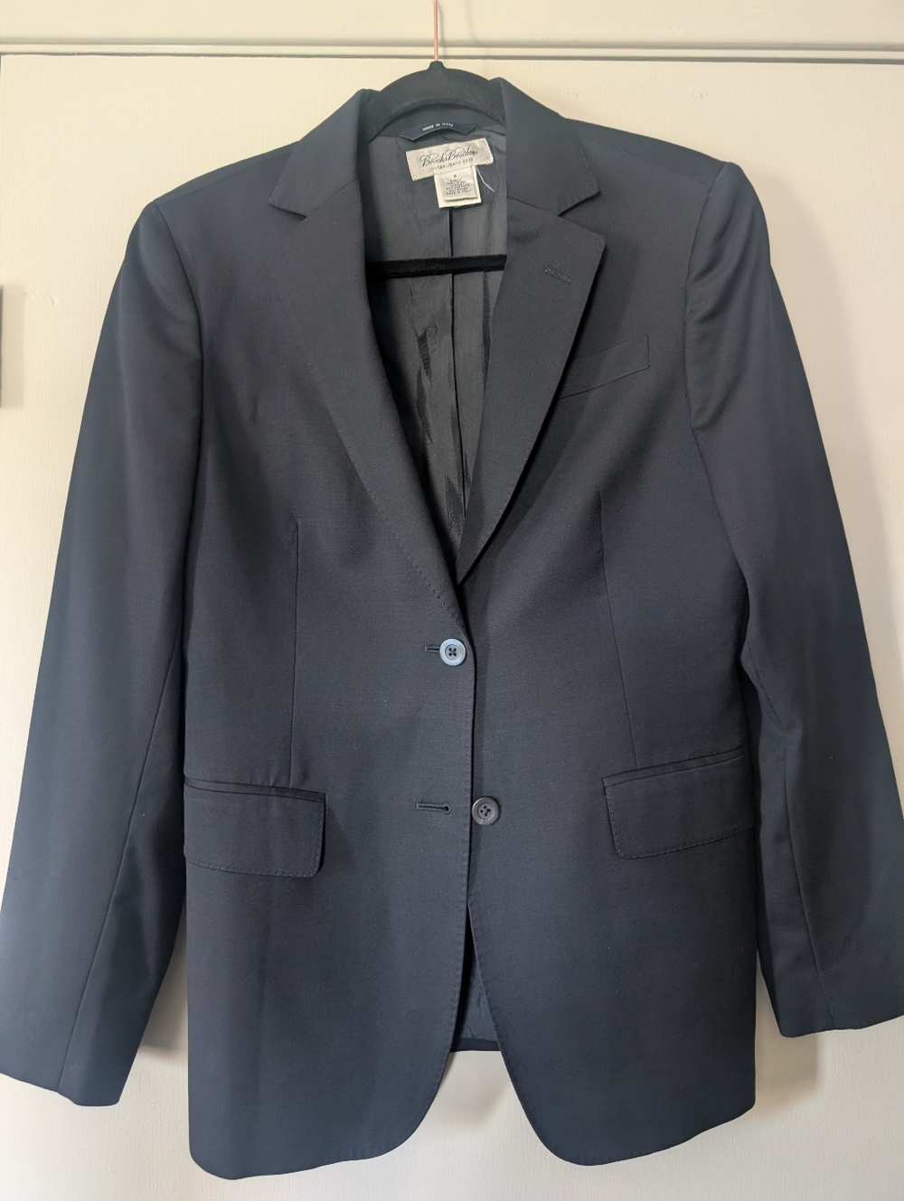 Brooks Brothers Wool Blend Blazer Size 8 Made in Italy Navy